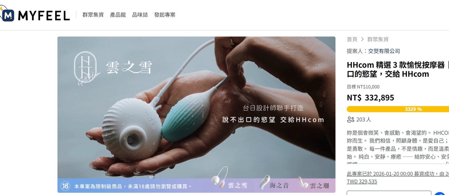 HHCOM 日本 MYFEEL 平台募資成果